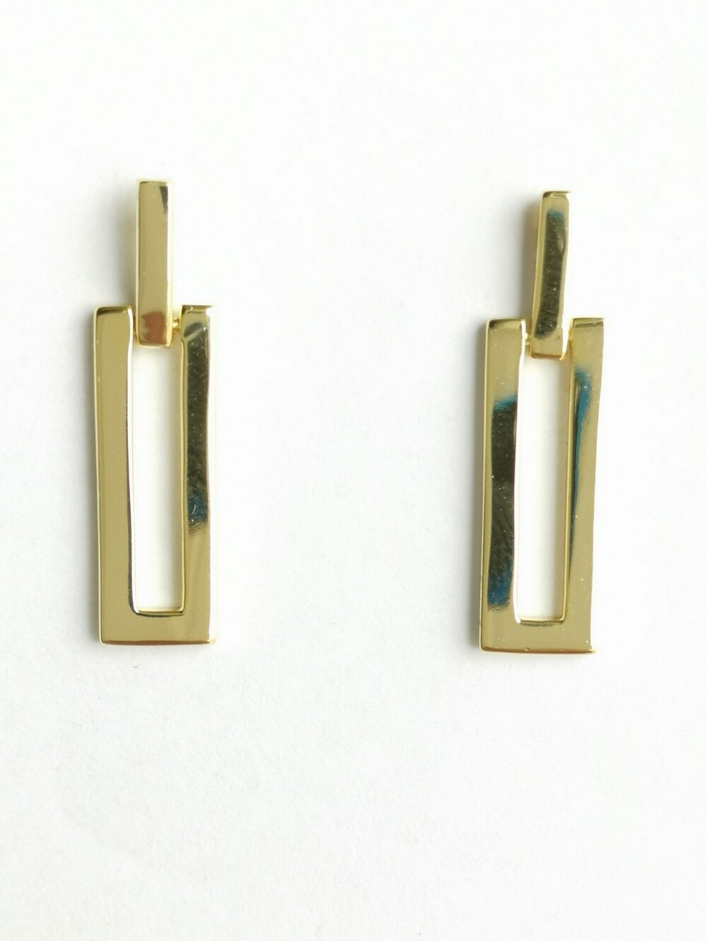 70s Retro Earrings 14k Gold over Sterling Silver Rectangular